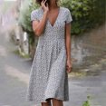 thumbnail image 2 of EQWLJWE Robes d'Été pour Femmes 2022 Mode Robe d'Été Décontractée Col en V Imprimé Floral Manches Courtes Robe Ample Invité de Mariage pour Femmes, 2 of 8