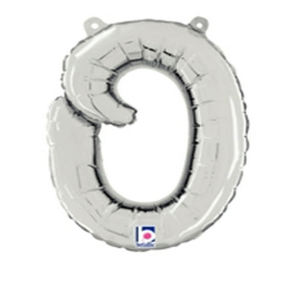 14 inch Script Letter O - Silver (Air-Fill Only) Betallic Foil Mylar Balloon - Party Supplies Decorations