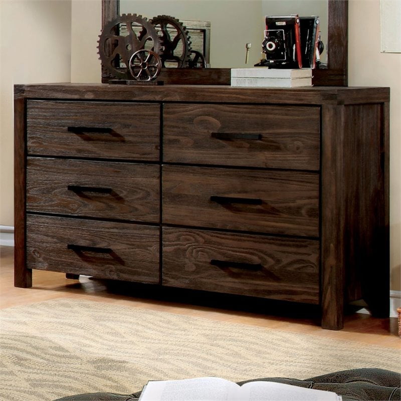 Furniture Of America Kin Rustic 6, Dark Wood Dresser Drawers