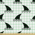 thumbnail image 2 of Ambesonne Nautical Fabric by the Yard Upholstery, Monochromatic Shark Fins, 1 Yard, Charcoal Grey White, 2 of 5