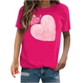 thumbnail image 2 of Meichang T-Shirts Graphiques pour Femmes T-Shirts de la Saint-Valentin Imprimé Cœur Manches Courtes Hauts Mignons Col Rond T-Shirts Décontractés de Vacances T-Shirts de la Saint-Valentin, 2 of 4