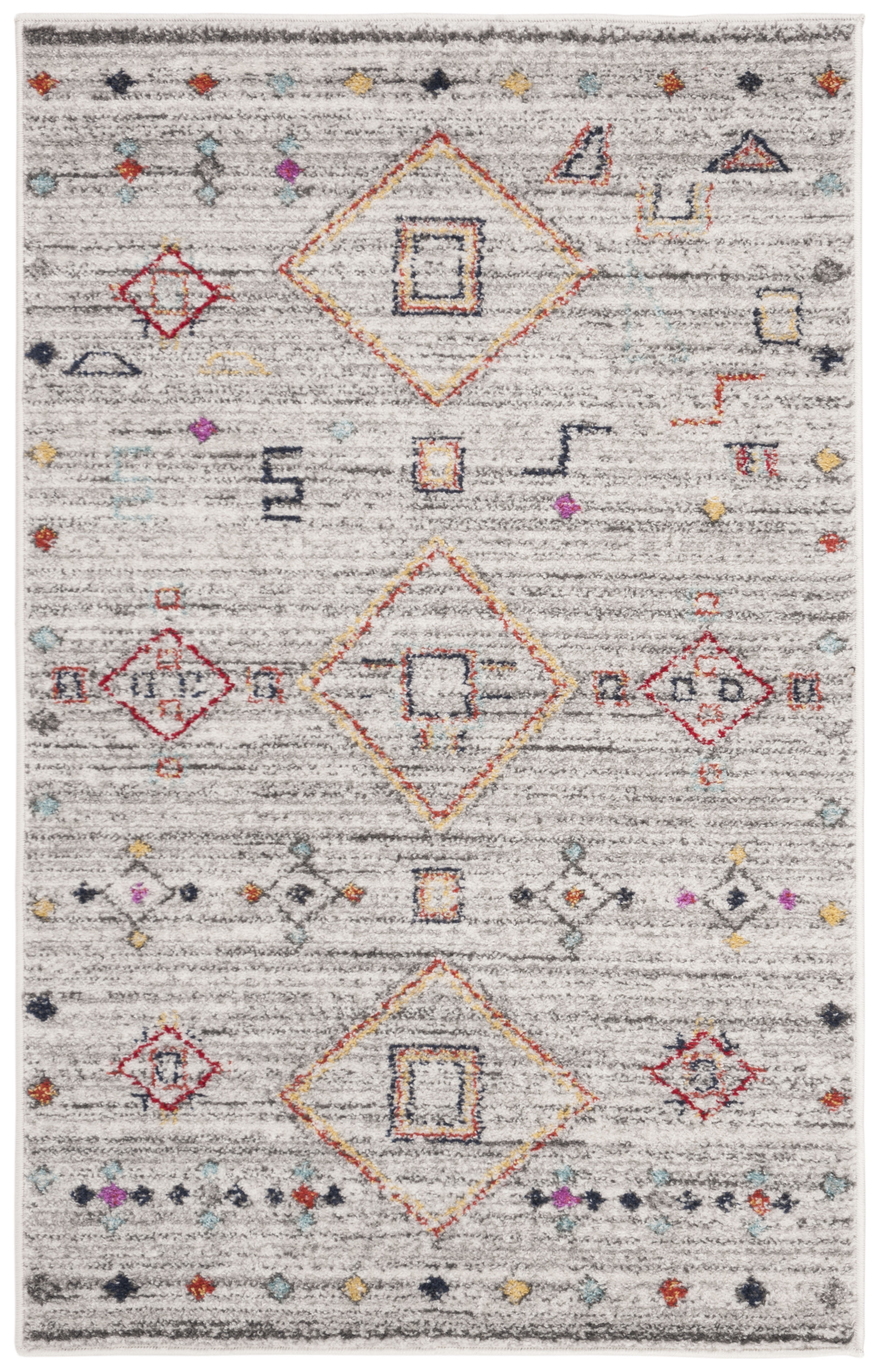 SAFAVIEH Adirondack Lesleigh Geometric Area Rug, Light Grey/Red, 4' x 6'