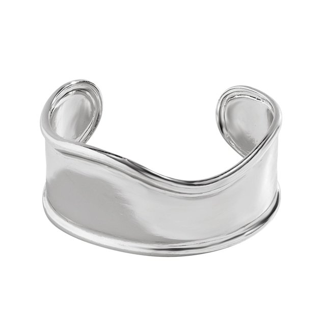 Pulsera irregular, pulsera abierta, pulsera de regalo de graduación para mujer, ancha Color plata
