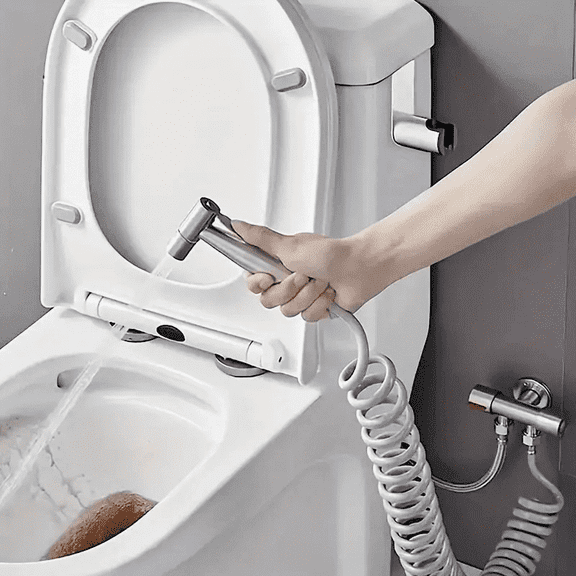 Stainless Steel Handheld Bidet Sprayer with Adjustable Pressure Control for Bathroom Use