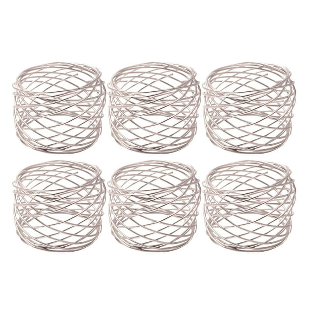 Juego de 6 anillos para servilletas delicados, aro para servilletas, hebilla de metal para servilletas Plata