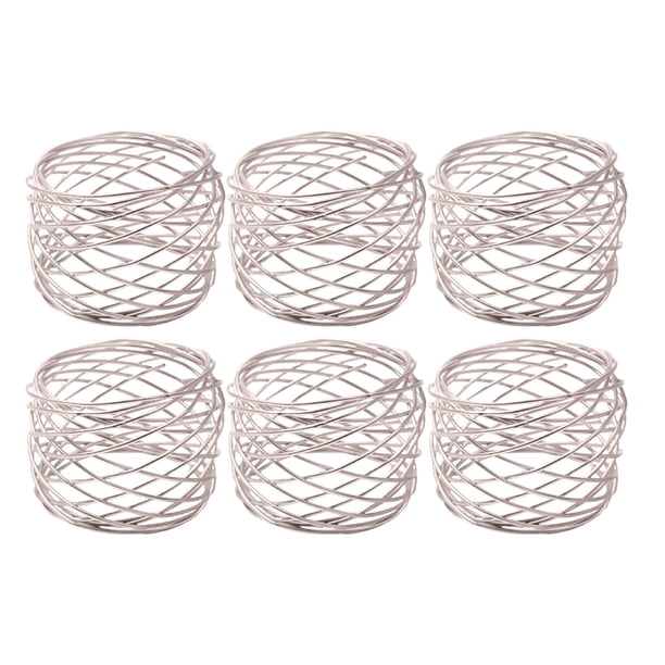 Set de 6 Servilleteros Gloria de Alambre de Malla Metálica Plata Servilleteros