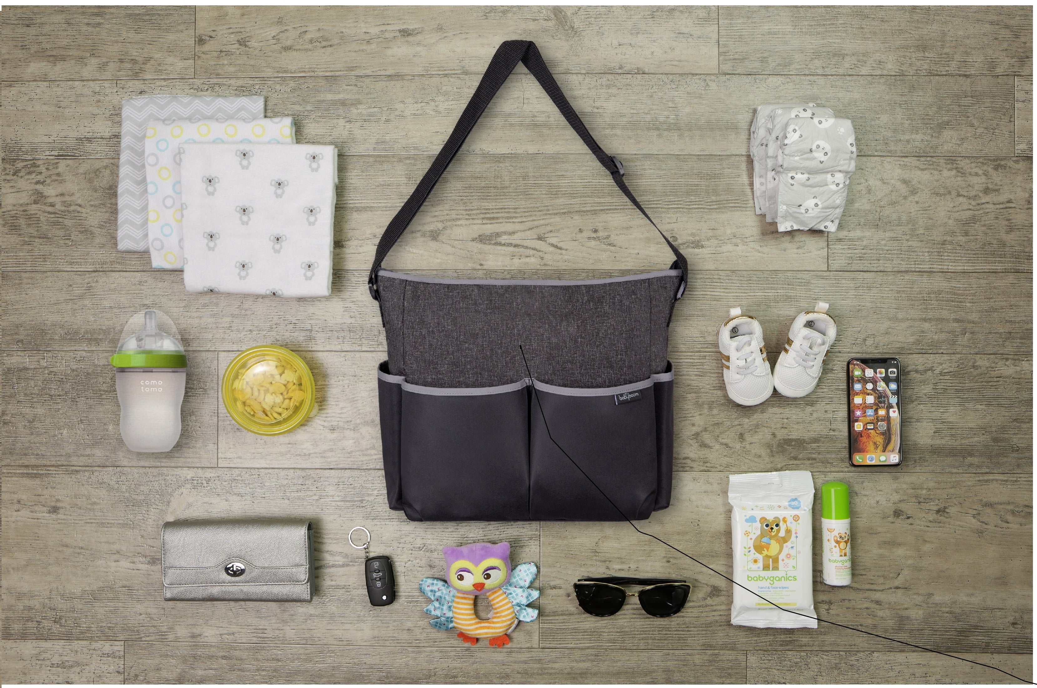 Baby Boom Ellis Unisex Tote Diaper Bag - Grey