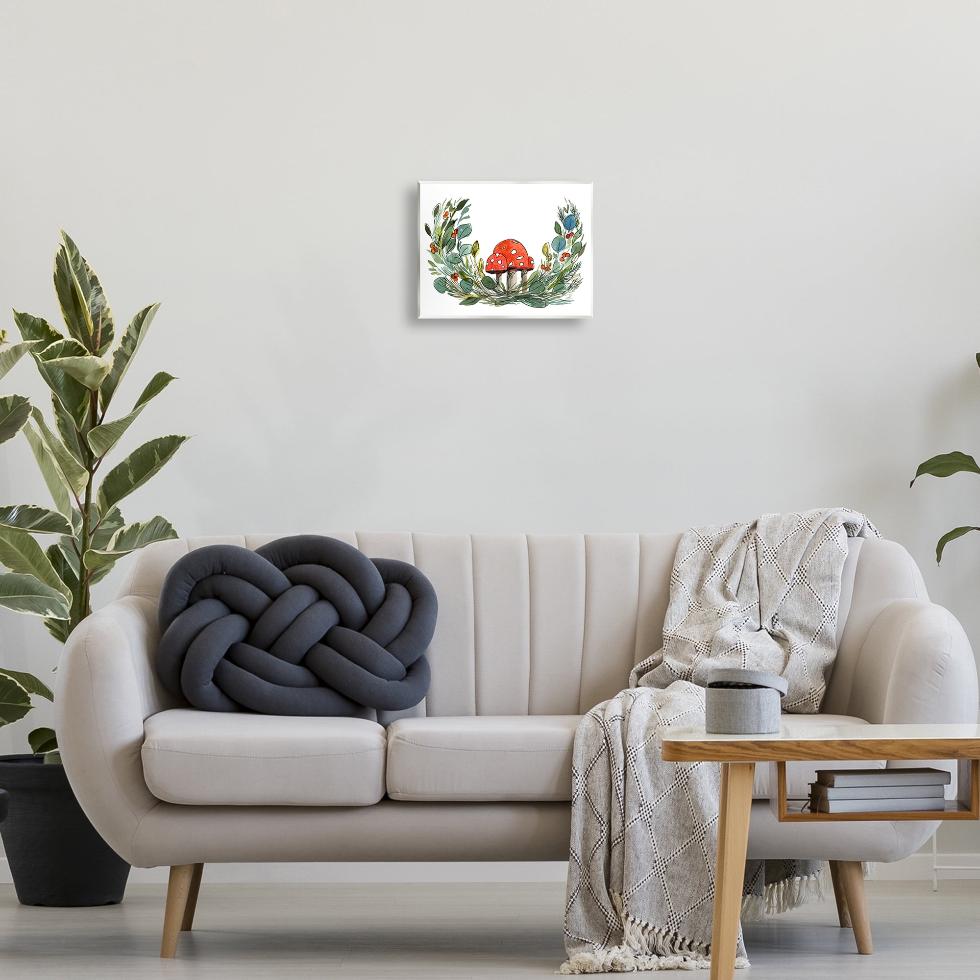 Stupell Industries Mushrooms & Greens Plants & Flowers Painting Unframed Art Print Wall Art, 14 x 11
