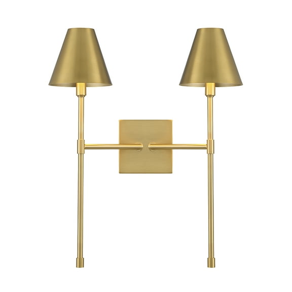 Warm Brass Two Light Wall Sconce from the Jefferson Collection