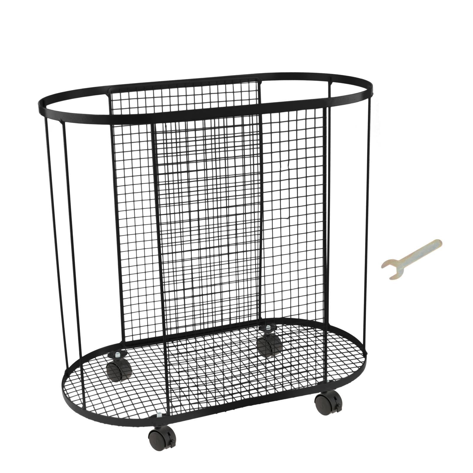 Dualoai Yoga Mat Storage Rack Basket, Workout Equipment Home Gym Storage Rack with Wheels for Dumbbell Kettlebells Resistance Bands Black
