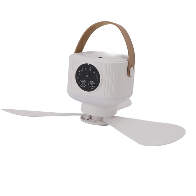 Outdoor Ceiling Fan, USB Powered Ceiling Fan Rechargeable Remote Control with Light for Canopy for Bed White,Beige