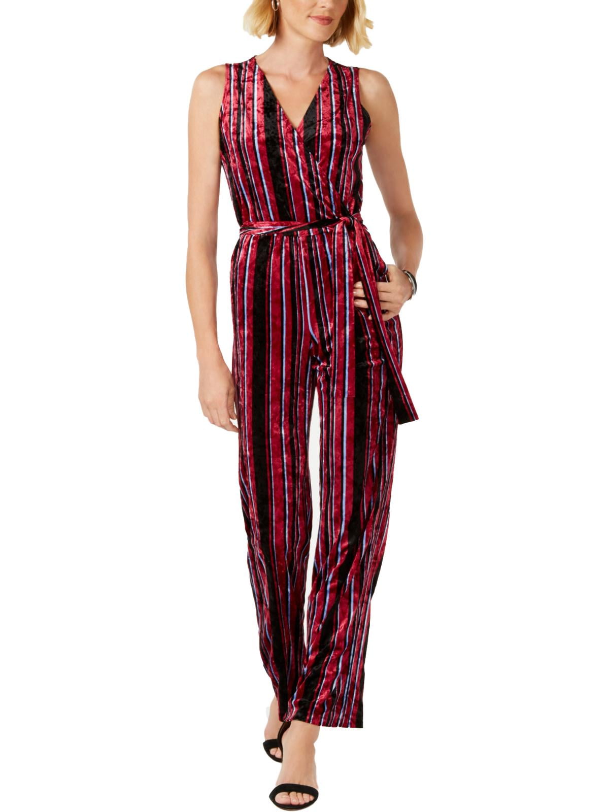 NY Collection Womens Petites Velvet Striped Jumpsuit - Walmart.com