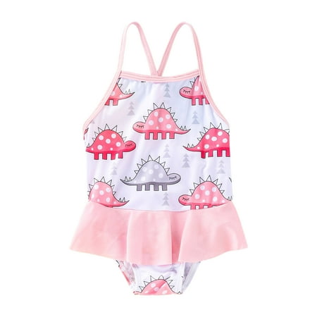 

Toddler Girls Swimsuit Sleeveless Stripe Dinosaur Printing Beach Bathing Suit Girls Swimwear Swimsuit Baby Girl Clothes