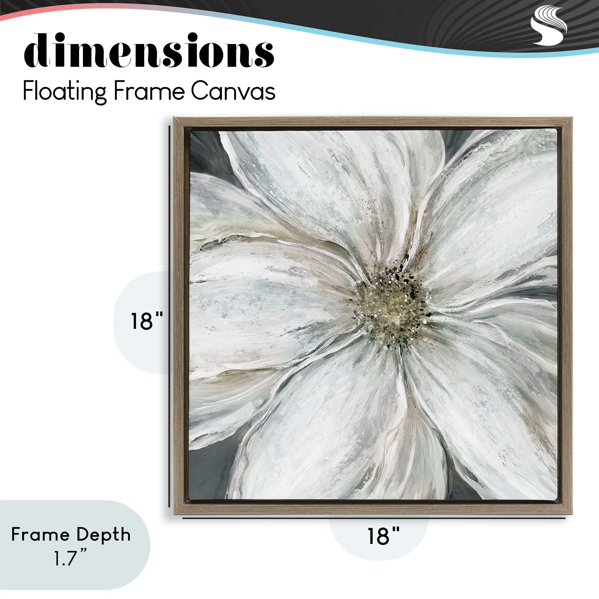 Stupell Industries Closeup Serene White Blossom Brown Framed Floater Canvas Wall Art, design by Carol Robinson
