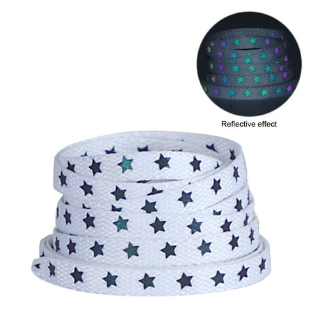 

1pair Star Pattern Shoe Lace 140cm Luminous Sneakers Flat Holographic Reflective