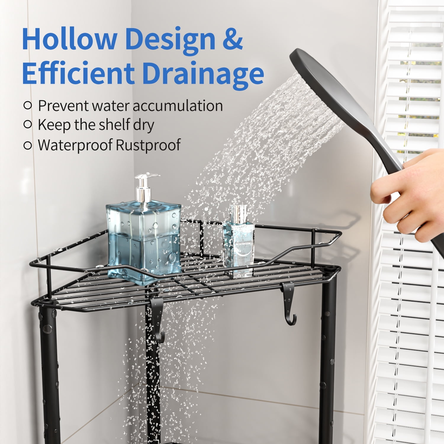 TINANA Corner Shower Caddy: 4 Tier Corner Shelf Organizer, Floor Standing Shower Caddy for Bathroom, Rest Room, Black