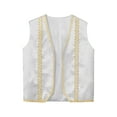 thumbnail image 3 of Yruioon Kids Boys Medieval Steampunk Vest Halloween Arabian Prince Costume Golden Trim Waistcoat White 8, 3 of 5