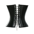 thumbnail image 4 of MISS MOLY Faux Leather Party Corset Vest Plus Size Lingerie Buckle Lacing Steel Boned Bustier Basque with G-String, 4 of 5