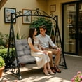 thumbnail image 6 of Outdoor Bench Cushion Matalde Swing Chair Cushion Waterproof Sun-Resistant with 8 Nonslip Ties, Deep Gray 120cm*100cm, 6 of 7