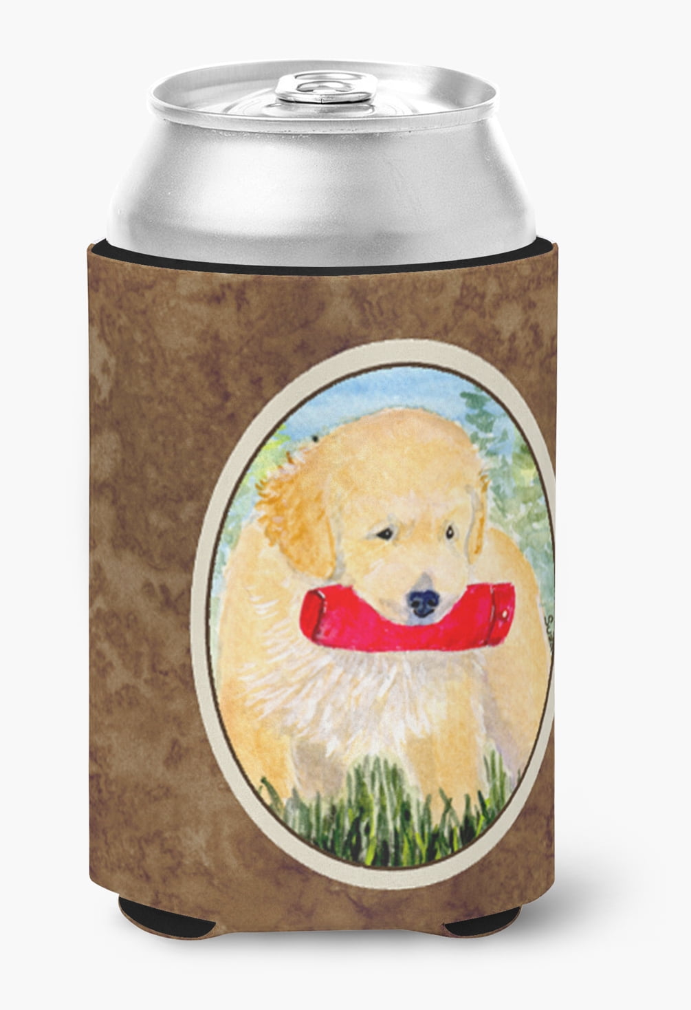 Lady with her Fawn Pug Ultra Beverage Insulators for slim cans