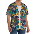 thumbnail image 2 of Balery Colorful Carp Streamer Men's Casual Button Down Shirt Short Sleeve Textured Summer Cuban Beach Shirts-, 2 of 7