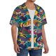 thumbnail image 2 of Balery Colorful Carp Streamer Camisa Casual de Manga Corta con Botones para Hombre, Texturizada, Estilo Cubano, para Playa, Verano-3X-Large, 2 of 5