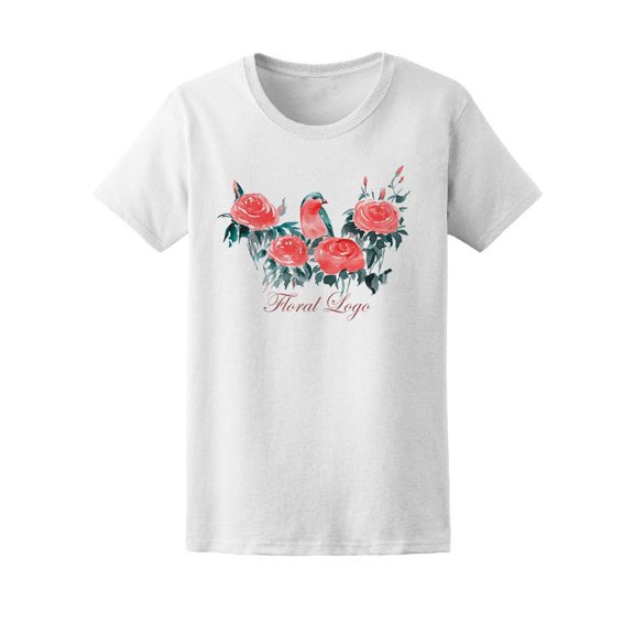 Beautiful Floral Logo With Bird Tee Women's -Image by Shutterstock
