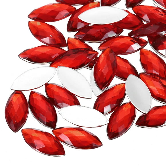 50 Pcs Acrylic Horse Eye Gems, Red Rhinestones 20x9mm Flat Back Gems Flat Back Crystal Rhinestones Bulk Gems for Crafting Rhinestones for Clothes Crafting Bedazzling Nails