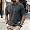 thumbnail image 2 of sususu Gym Shirts Men , Men's Undershirts , Fashionable Stamp Print Crew Neck Short Sleeve Tee For Men Casual Comfort Fit Basic Top Daily Wear Summer T-Shirt, 2 of 4