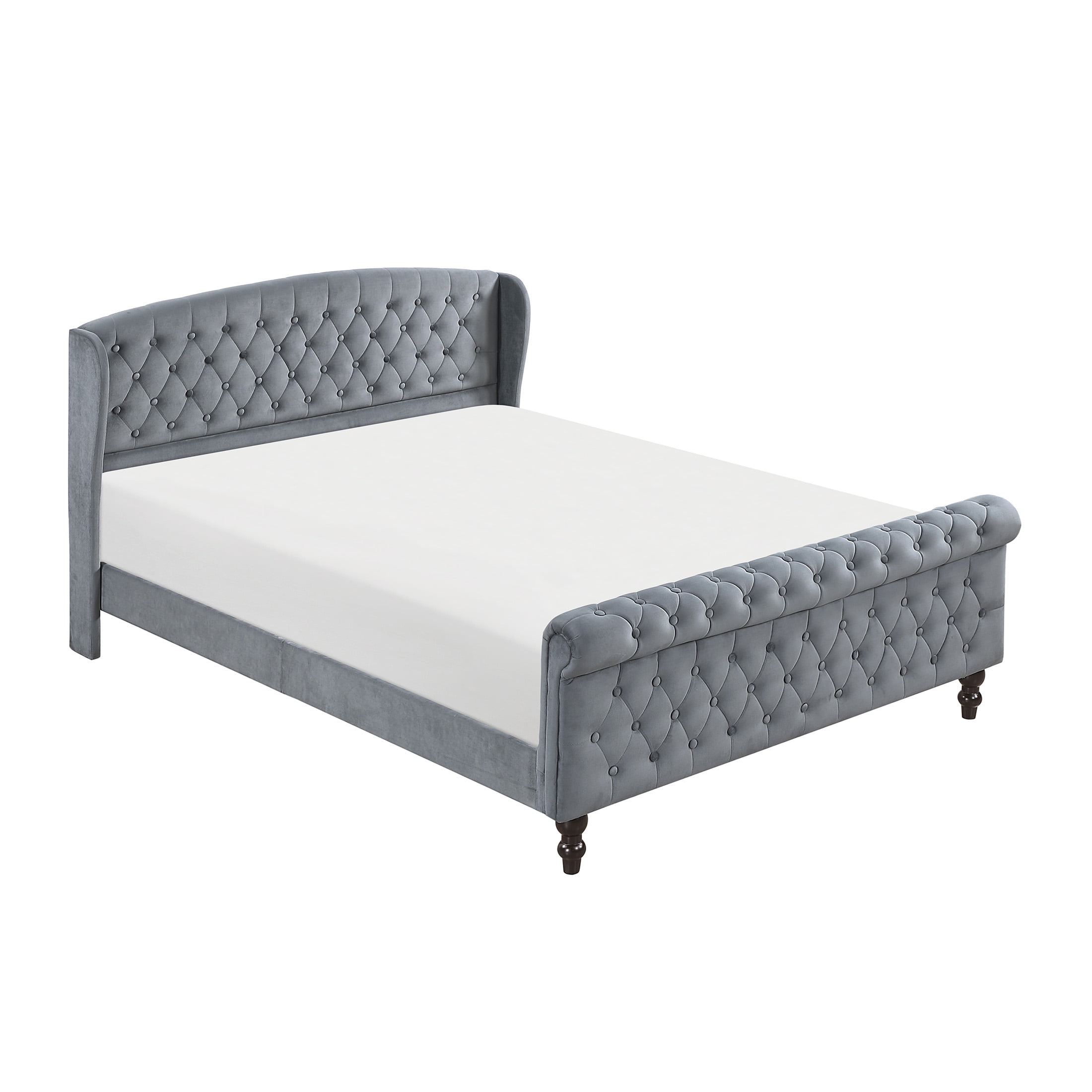 OakvillePark Tova 42"H Velvet Upholstered Platform Bed, Queen, Dark Gray