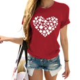 thumbnail image 2 of Pxiakgy Vente Chaude! T-Shirt Trèfle de la Saint-Patrick pour Femmes Chanceux Irlandais à Manches Courtes T-Shirt Graphique Trèfle Mode Décontractée Imprimé Amour Col Rond Manches Courtes T-Shirt Rouge L, 2 of 4