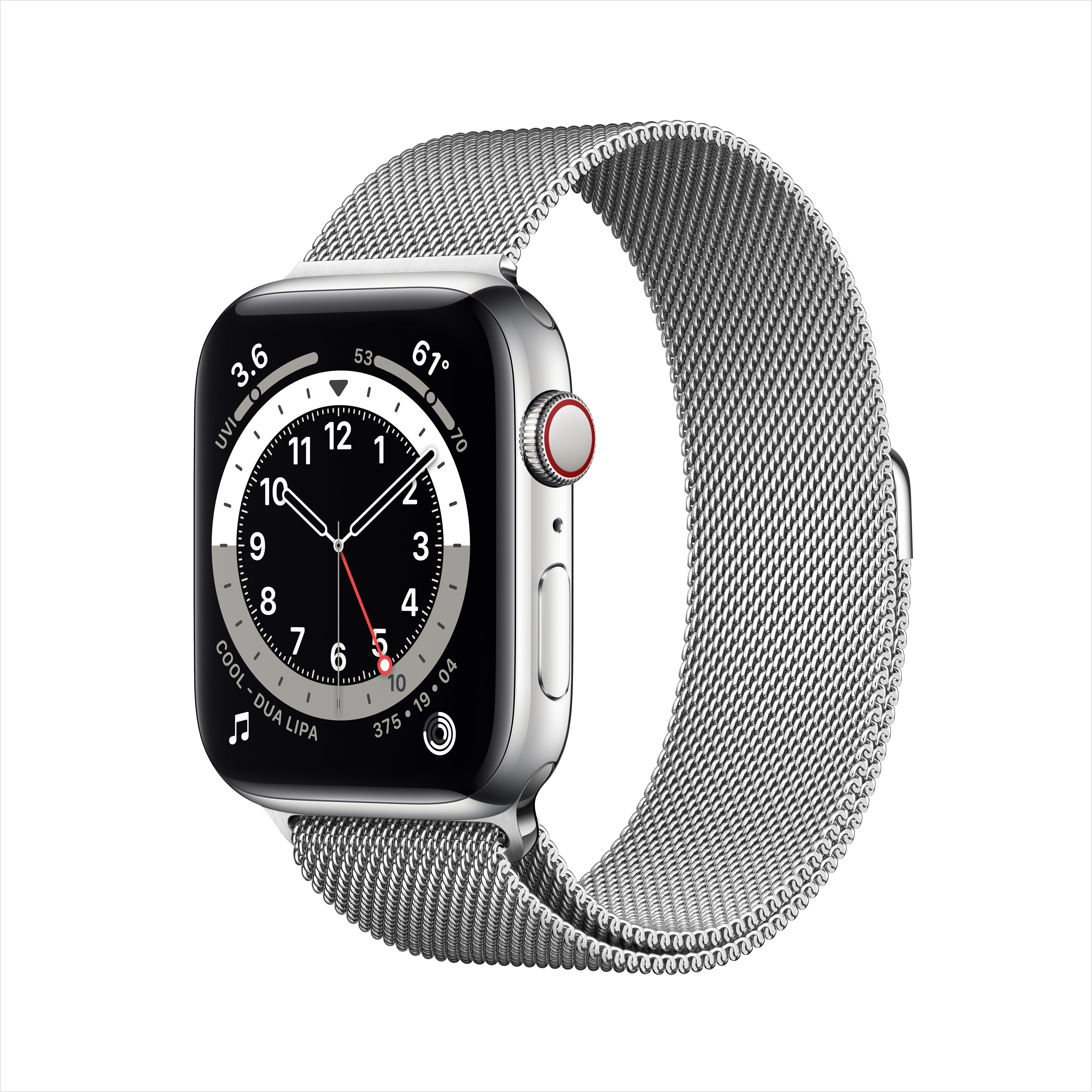 Apple Watch Series 6 GPS + Cellular, 44mm Silver Stainless Steel Case Apple Watch Milanese Loop Stainless Steel