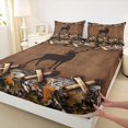 thumbnail image 4 of Castle Fairy Vintage Deer King Sheets 4pcs,Camo Autumn Leaf Wood Plank Bedding,Brown Khaki Black,1 Fitted Sheet, 1 Flat Sheet and 2 Pillowcases, 4 of 6