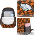 thumbnail image 4 of Orange and Brown Wavy Checkered 17" School Backpacks for Teens,Waterproof Oxford Fabric,S-Shape Padded Straps for School,Travel,Hiking,Camping, 4 of 6