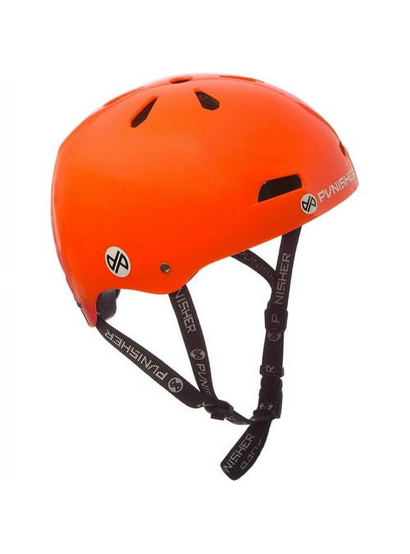 Punisher Skateboards Premium Youth 13-vent Metallic Flake Neon Orange Dual Safety Certified BMX Bike and Skateboard Helmet, Size Medium