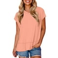 thumbnail image 2 of Heisall Women's Casual Loose Fit Crew Neck Dolman Short Sleeve Tunic Tops Soft Lightweight Summer Blouses with Hem Accent, 2 of 8