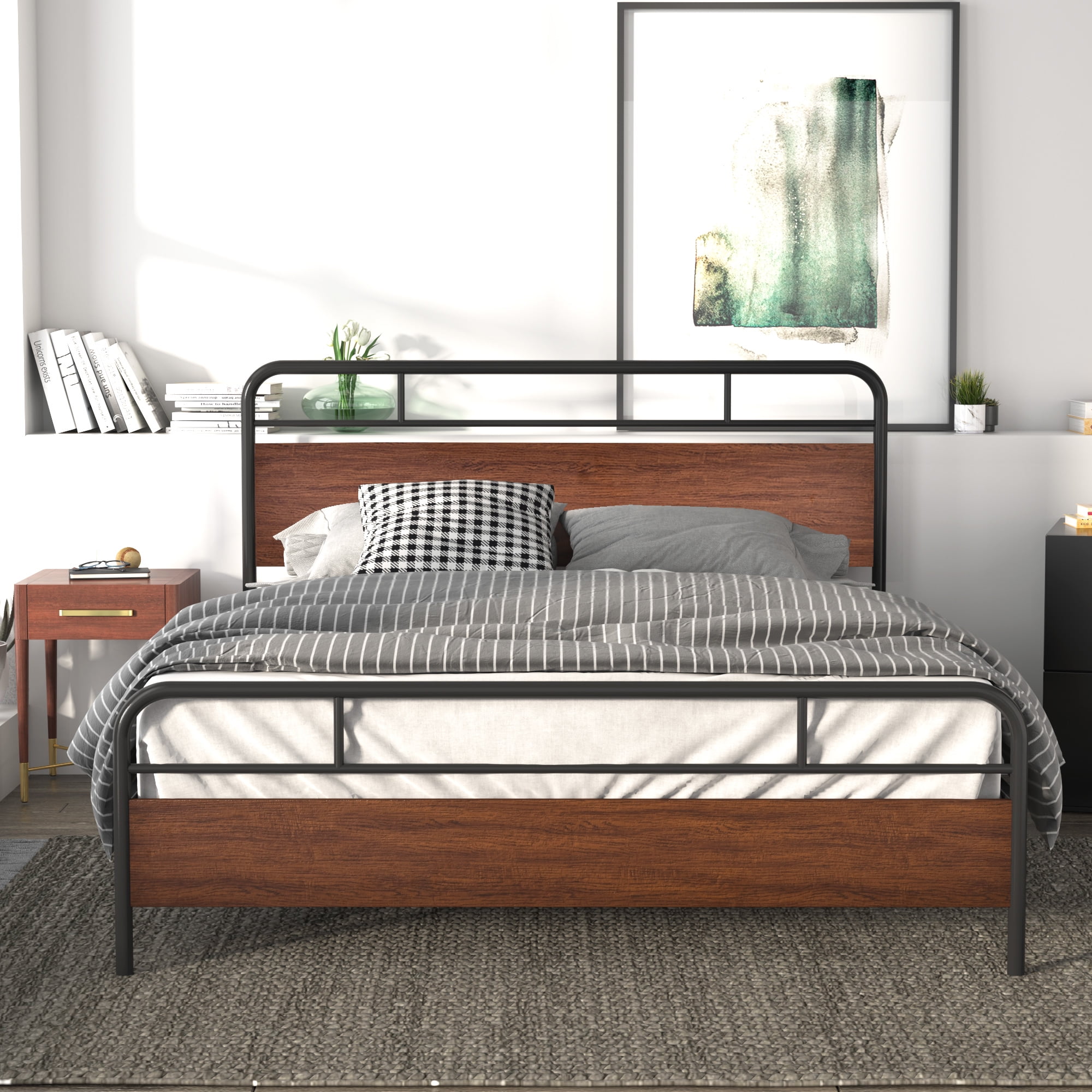 Rest Haven Metal Adjustable Bed Frame, Full Size Bed Frame With Wheels