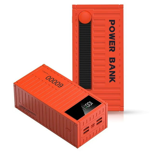 Power Bank Pila Batería Recargable Kimhi Carga Super Rapida 60,000mah Pd20w Portatil Color Rojo Con 4 Puertos Usb Y 1 Tipo C Bidireccional Cargador Para Celular Tablet Banco De Energia Pantalla Led