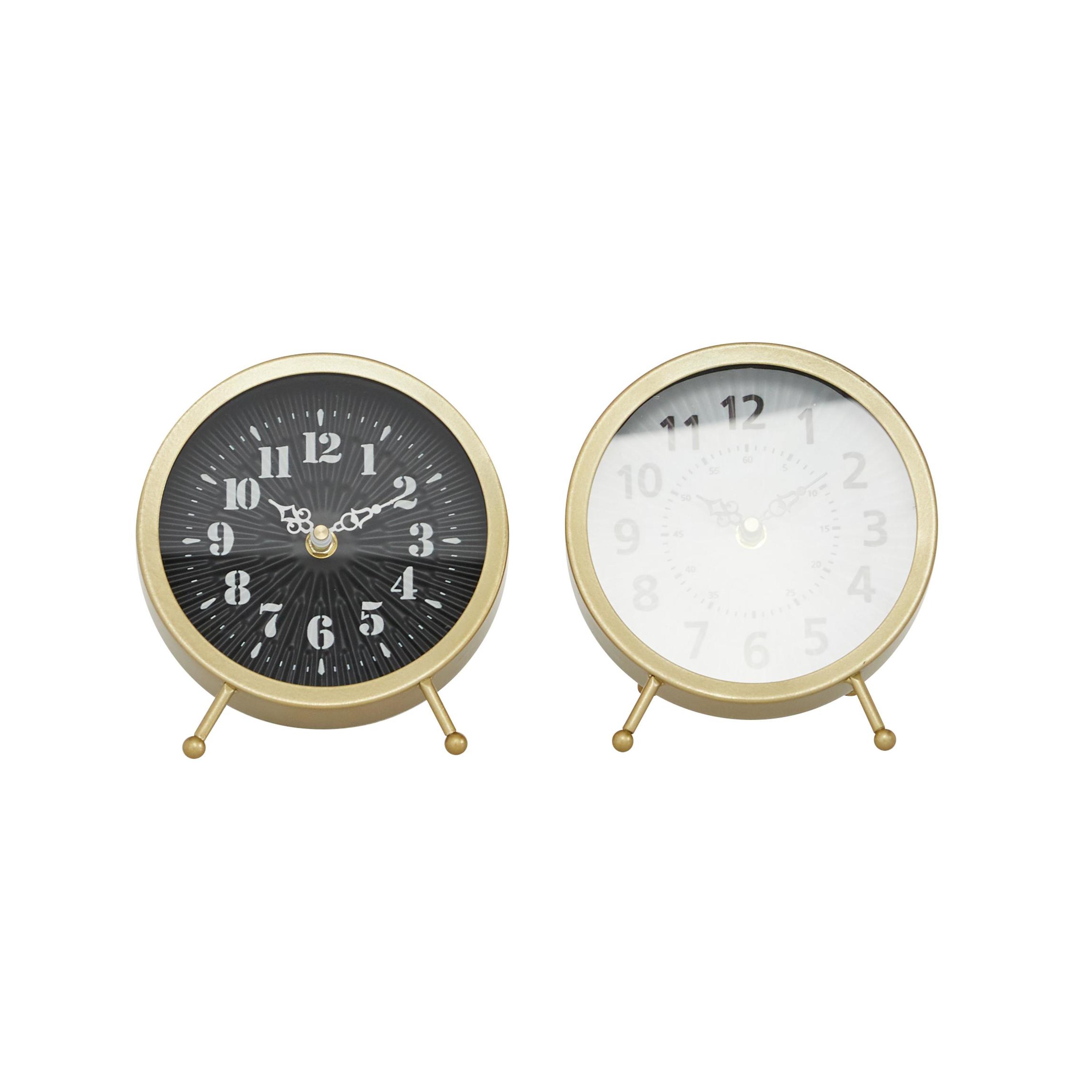 DecMode 7" Gold Metal Clock, Set of 2