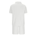 thumbnail image 6 of Stamzod Mens 2 Piece Outfits Summer Solid Color Short Sleeve Turndown Shirts Casual Shorts with Pocket Plus Size Outfits for Men White M, 6 of 7