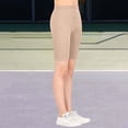 thumbnail image 6 of Girls High Waist Bike Shorts, Knee-Length Tight Leggings for Kids, Quick-Dry Workout Shorts and Seamless Cycling Shorts, Athletic Wear for Yoga and Gym, Age 5-13 Years Khaki 150, 6 of 9