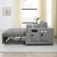 thumbnail image 2 of Triple Tree Velvet 3 Level Adjustable Backrest Sleeper Sofa with Pillows and Side Pockets, Gray, 2 of 9