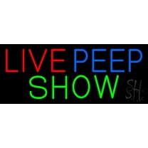 Live Peep Show LED Neon Sign 13" Tall x 32" Wide - inches Black Square Cut Acrylic Backing, with Dimmer - Premium built indoor Sign for Strip Club, Dance club, Décor, Bar.
