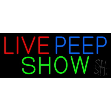 Live Peep Show LED Neon Sign 13" Tall x 32" Wide - inches Black Square Cut Acrylic Backing, with Dimmer - Premium built indoor Sign for Strip Club, Dance club, Décor, Bar.