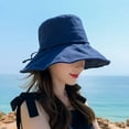 thumbnail image 5 of CoCopeanut New Autumn Summer Solid Color Bucket Hat for Women UV Protection Sun Hat Big Wide-brim Visor Women's Sunscreen Fisherman Hat, 5 of 6