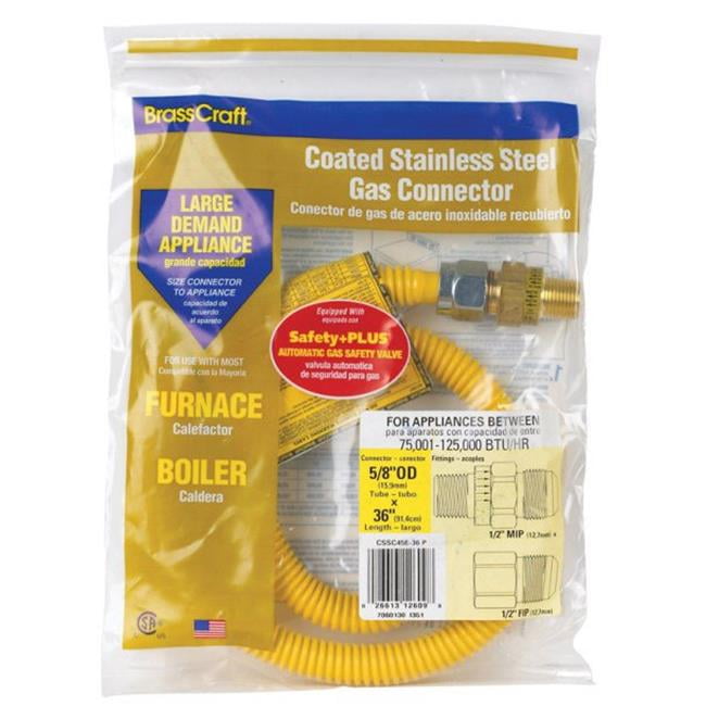 Brasscraft CSSC12R24P Safety Plus Gas Connector 0.50 in. id x 075 in