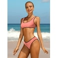 thumbnail image 5 of Charmo Womens Bikinis Bathing Suit Sporty Crop Top Two Piece Swimsuit, 5 of 7