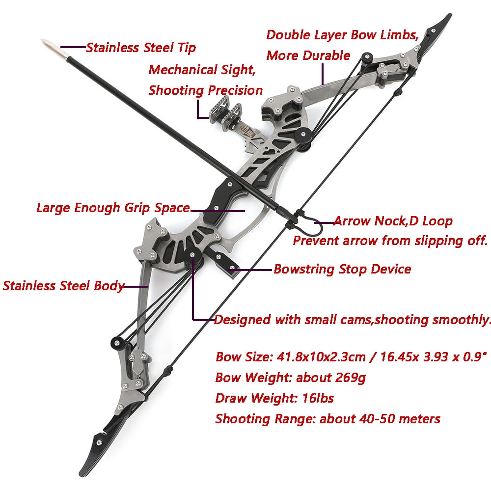 SURWOLF 16" Mini Compound Bow Kit Toy Arrows Target Archery Hunting Children Gift Shot