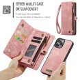 thumbnail image 4 of Dteck for iPhone 16 Pro Case Wallet with Card Holder & Detachable Magnetic Phone Case, Leather All-Round Protection Phone Case with Wrist Strap for Women/Men,Pink, 4 of 8