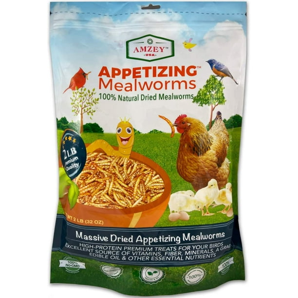Amzey Freeze Dried Mealworms 2LBS, 100 Natural NonGMO, HighProtein